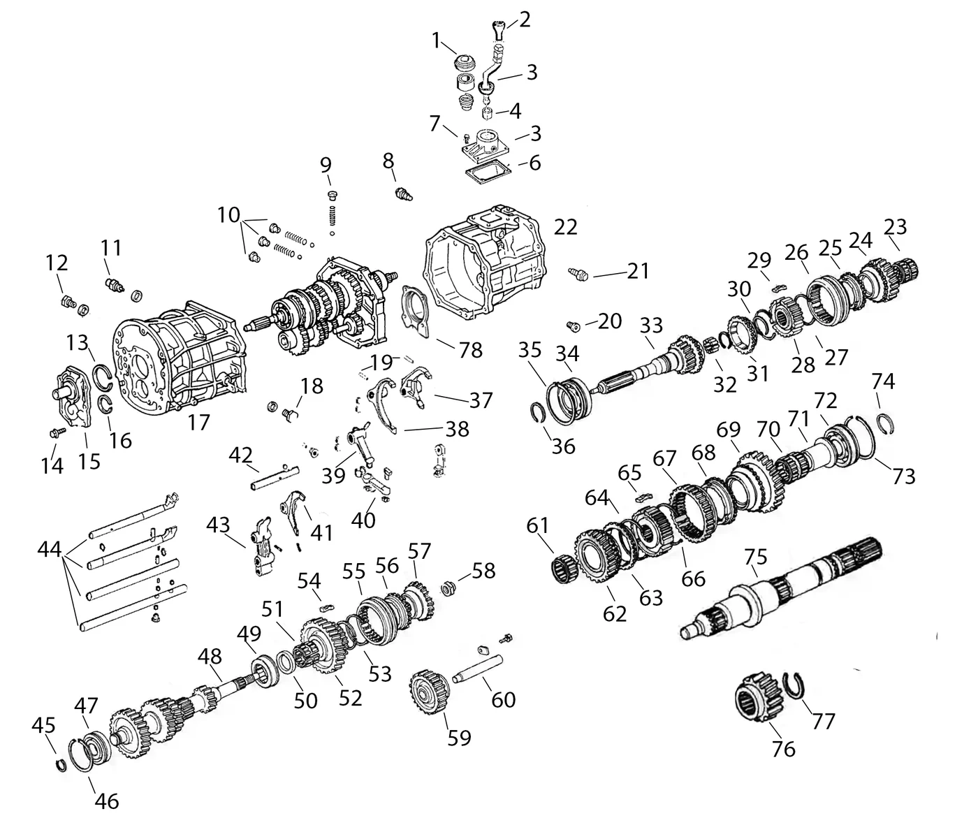 AX15 Transmission exploded diagram