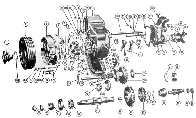 Dana 18 Transfer Case exploded diagram