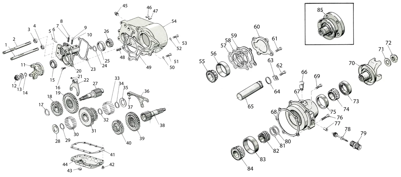 Dana 20 Transfer Case exploded diagram