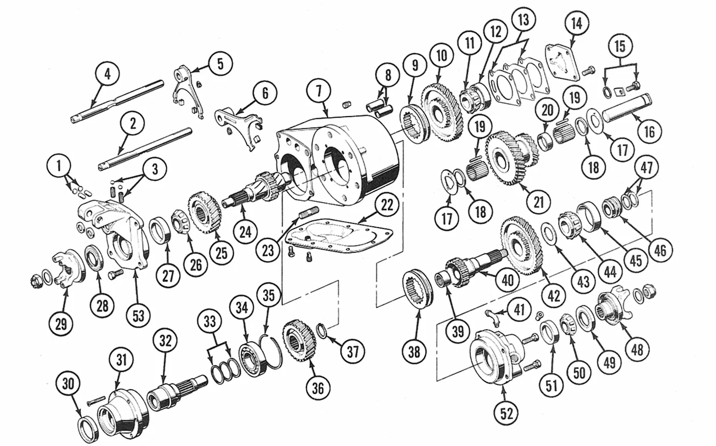 Dana 300 Transfer Case exploded diagram